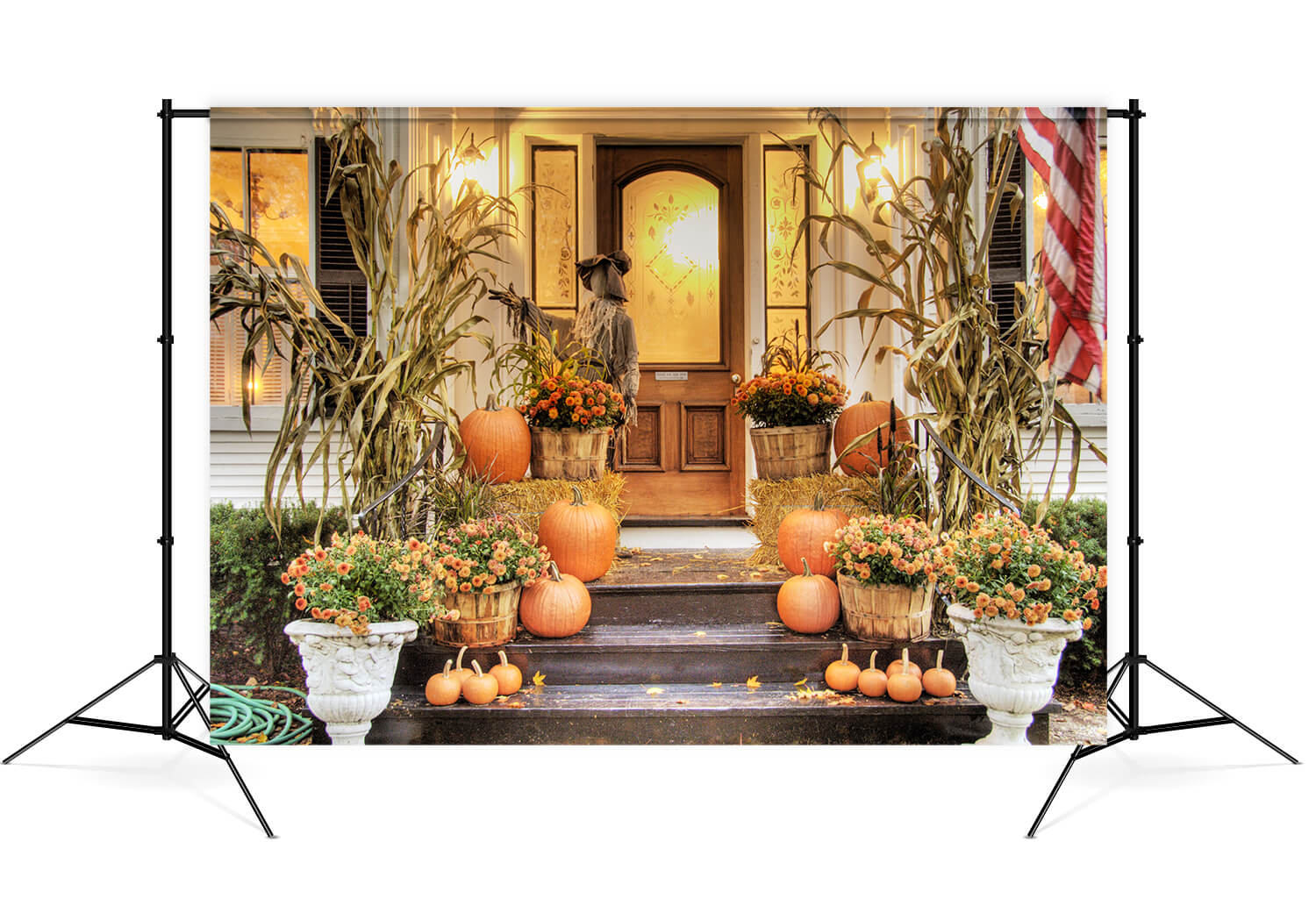 Thanksgiving Pumpkins Crops Straw Backdrop M8-11