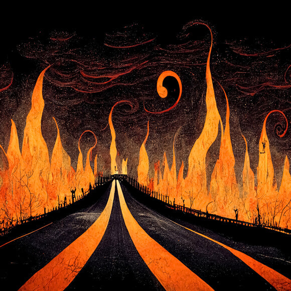 Highway to Hell Flames Halloween Backdrop M8-15