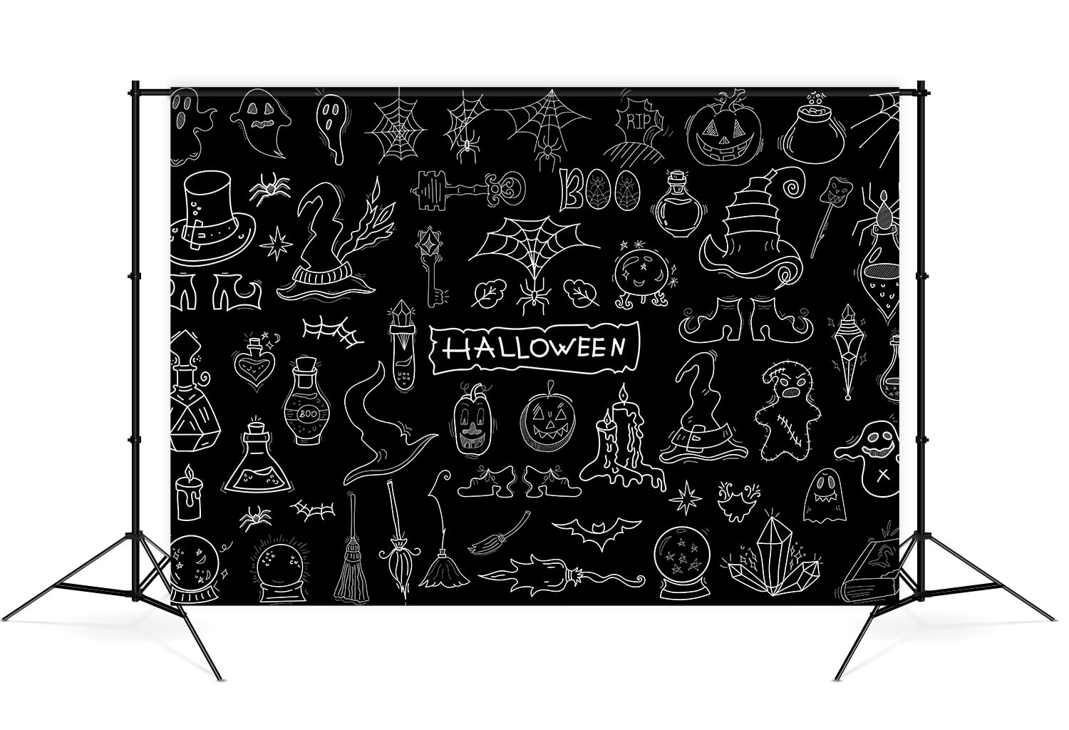 Halloween Doodle Hand Drawn Blackboard Backdrop M8-16