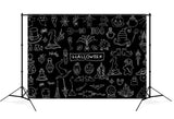 Halloween Doodle Hand Drawn Blackboard Backdrop M8-16