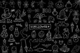 Halloween Doodle Hand Drawn Blackboard Backdrop 