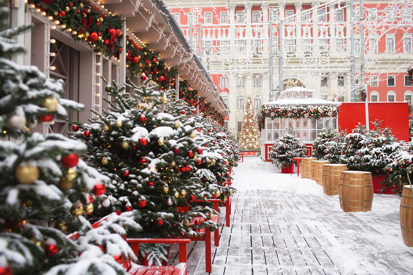 Christmas New Year Snowy Street Backdrop