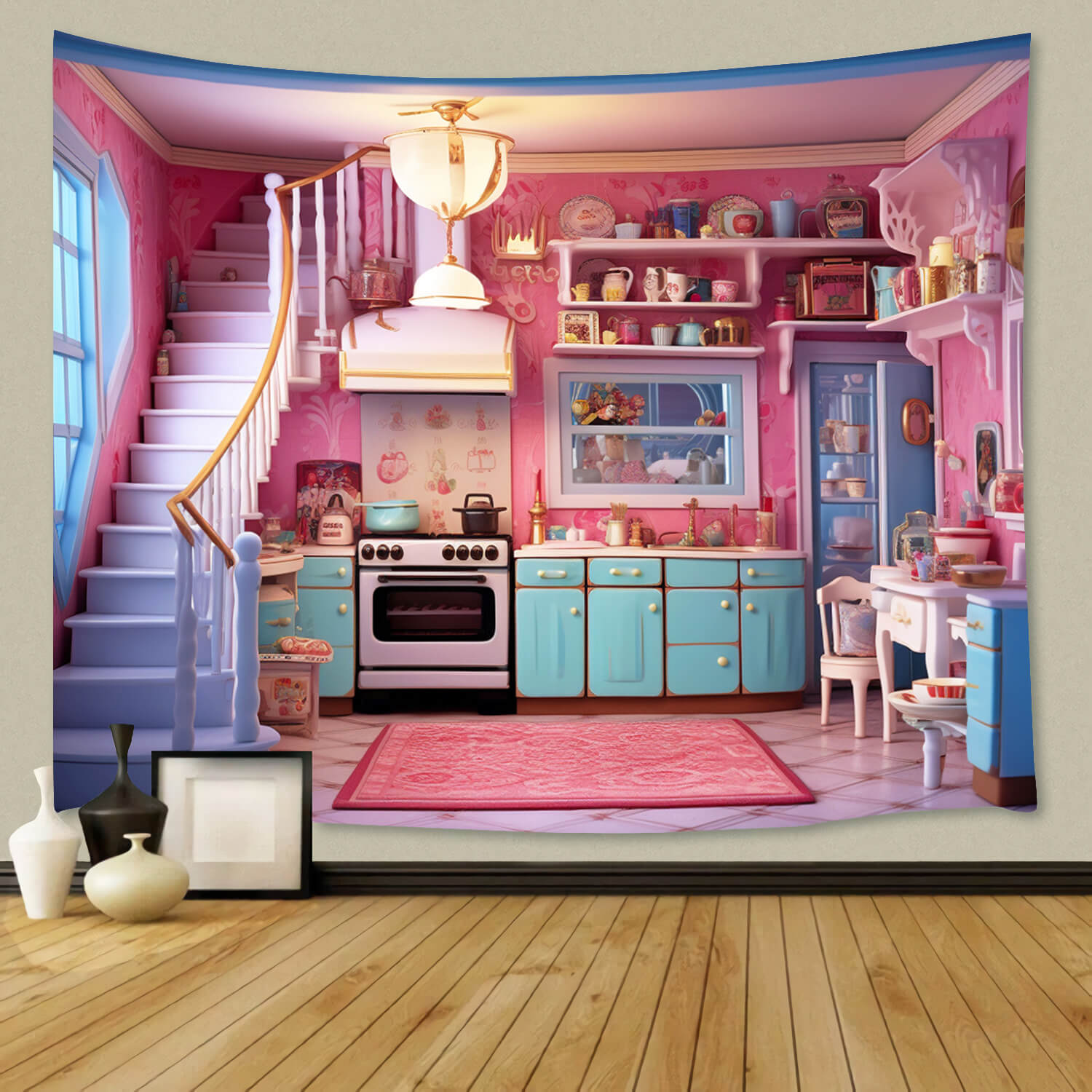 Pink Doll Kitchen Backdrop for Photography M8-36