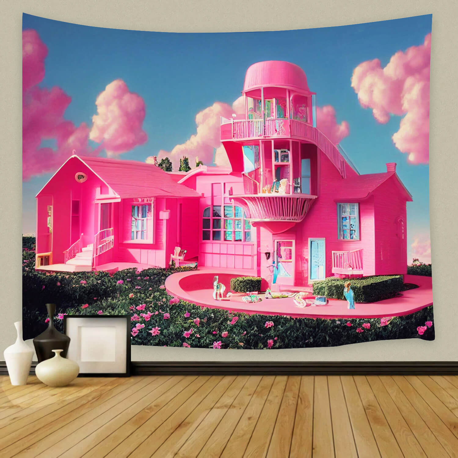 Fashion Doll Fantasy Pink House Backdrop M8-40