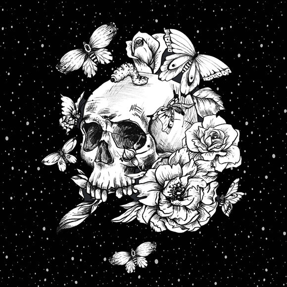 Drawn Gothic Floral Skull Halloween Backdrop M8-44