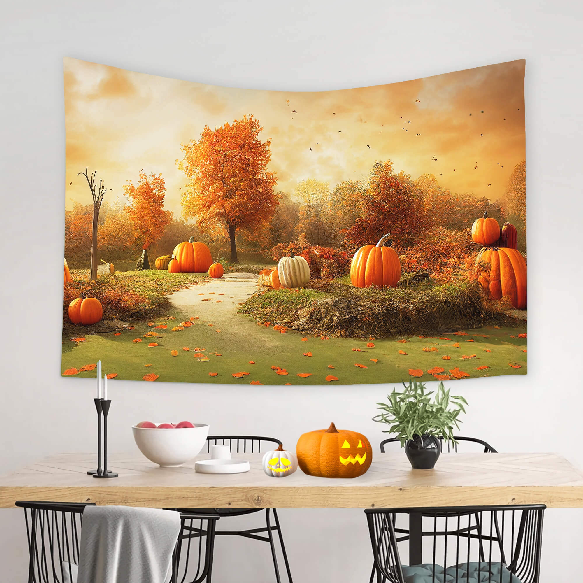 Fall Scenery Pumpkins Photography Backdrop M8-46