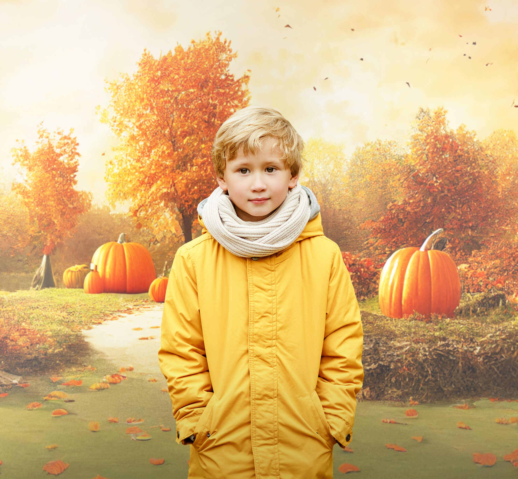 Fall Scenery Pumpkins Photography Backdrop M8-46