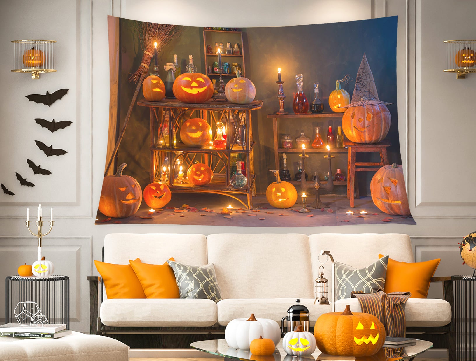 Halloween Pumpkins Lights Tapestry Wall Hanging BUY 2 GET 1 FREE