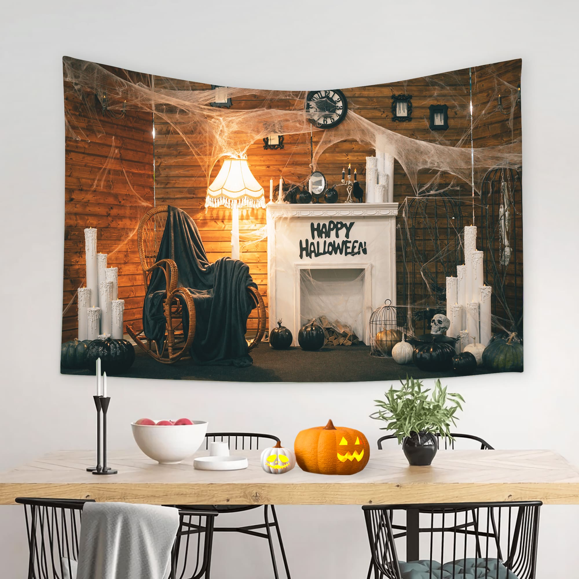 Halloween Scary Room Spider Web Backdrop M8-49