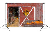 Red Barn Pumpkin Harvest Thanksgiving Backdrop M8-51