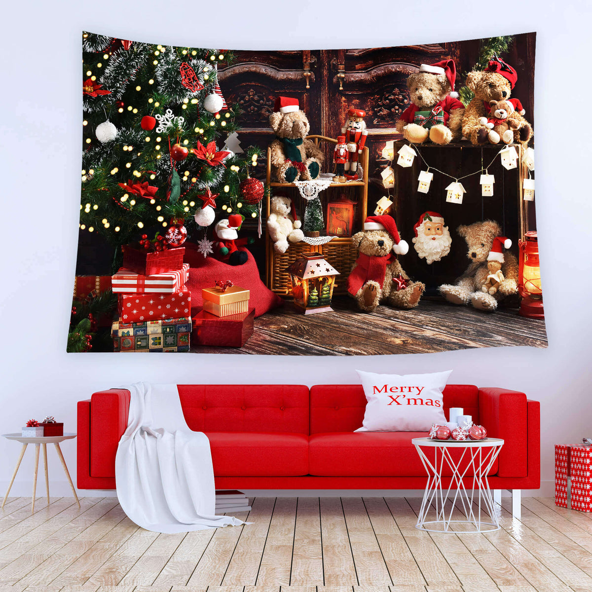 Teddy Christmas high quality embroidered wall hanging