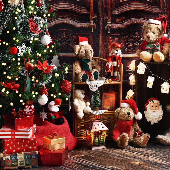 Christmas Tree Teddy Bears Decoration Backdrop M8-61 – Dbackdrop