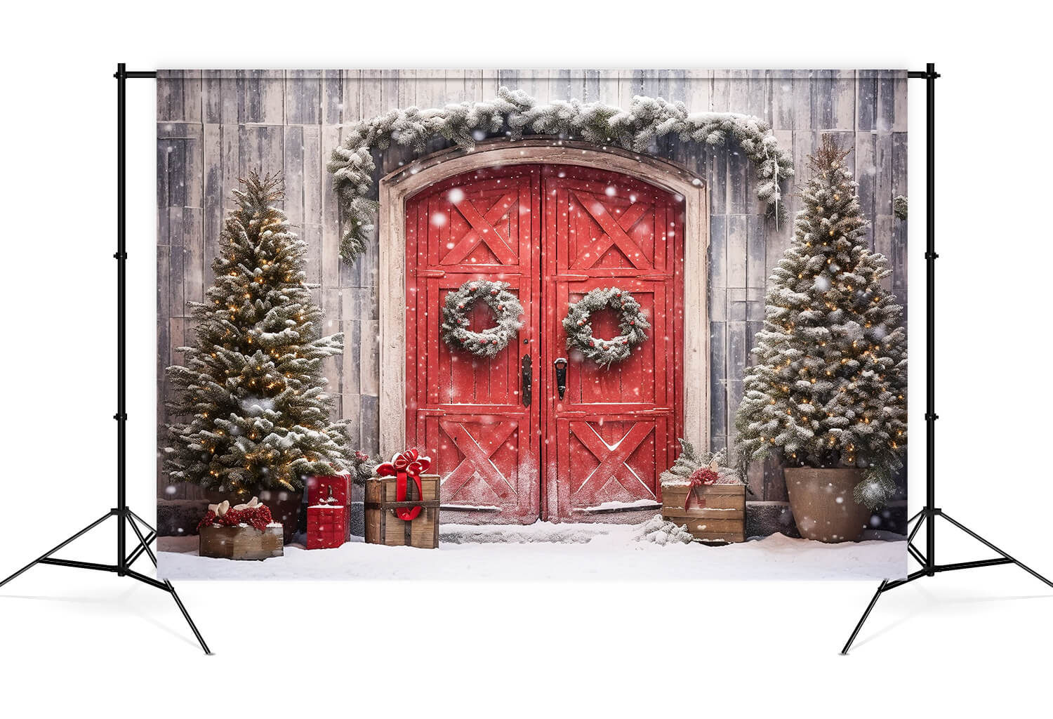 Christmas Decoration Red Door Backdrop M8-65