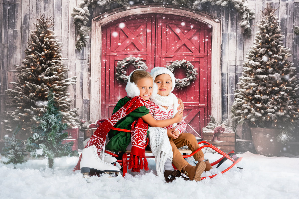 Christmas Decoration Red Door Backdrop M8-65