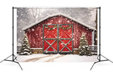 Christmas Red Wooden House Snow Backdrop M8-66