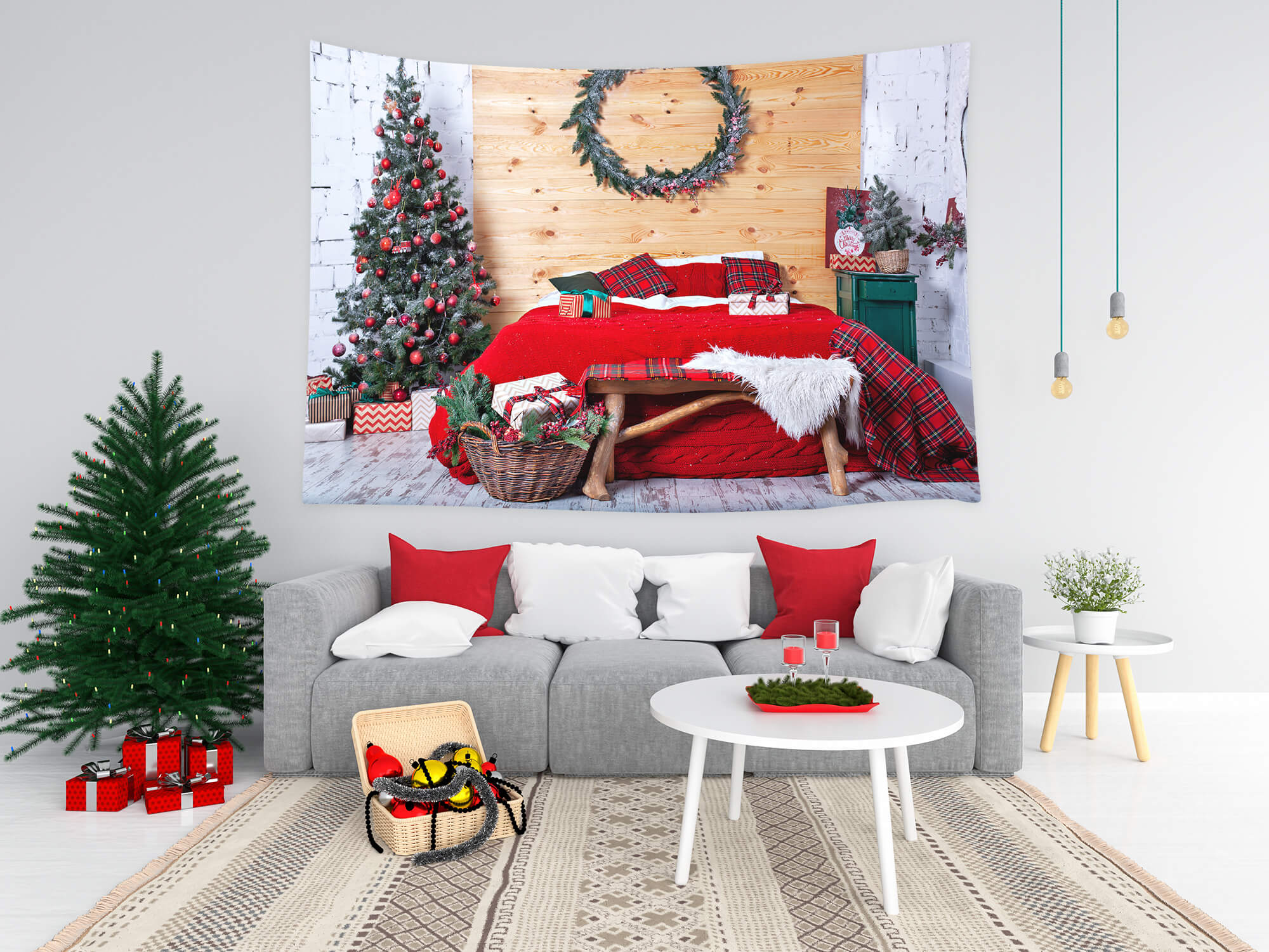 Interior Bedroom Christmas Decoration Backdrop M8-67