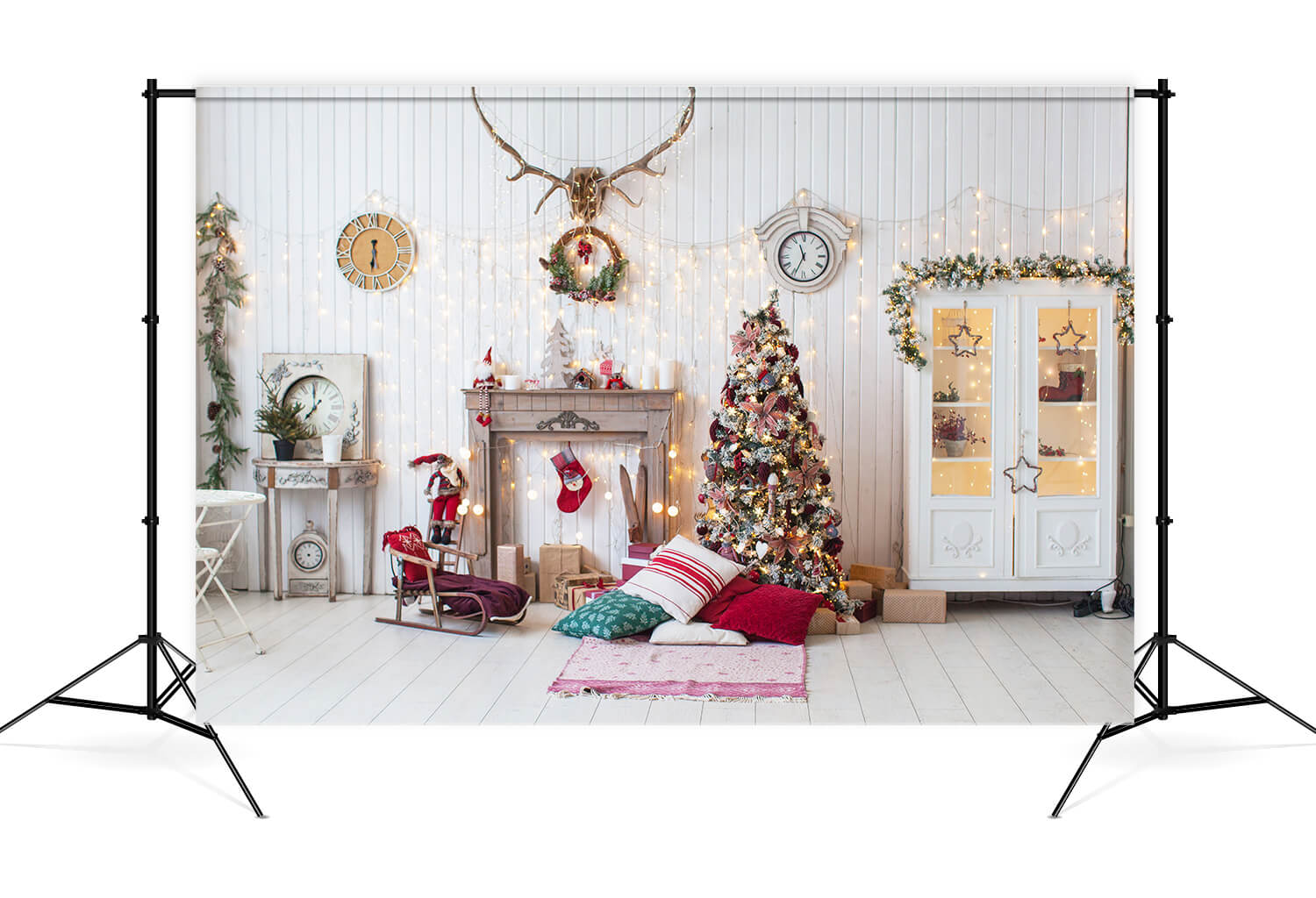 Christmas Decorated Living Room Backdrop M8-70