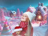 Gingerbread House Snow Winter Christmas Backdrop M8-72