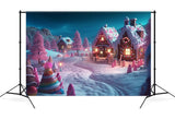 Gingerbread House Snow Winter Christmas Backdrop M8-72