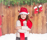 Christmas Stockings Wood Plank Snow Backdrop M9-04