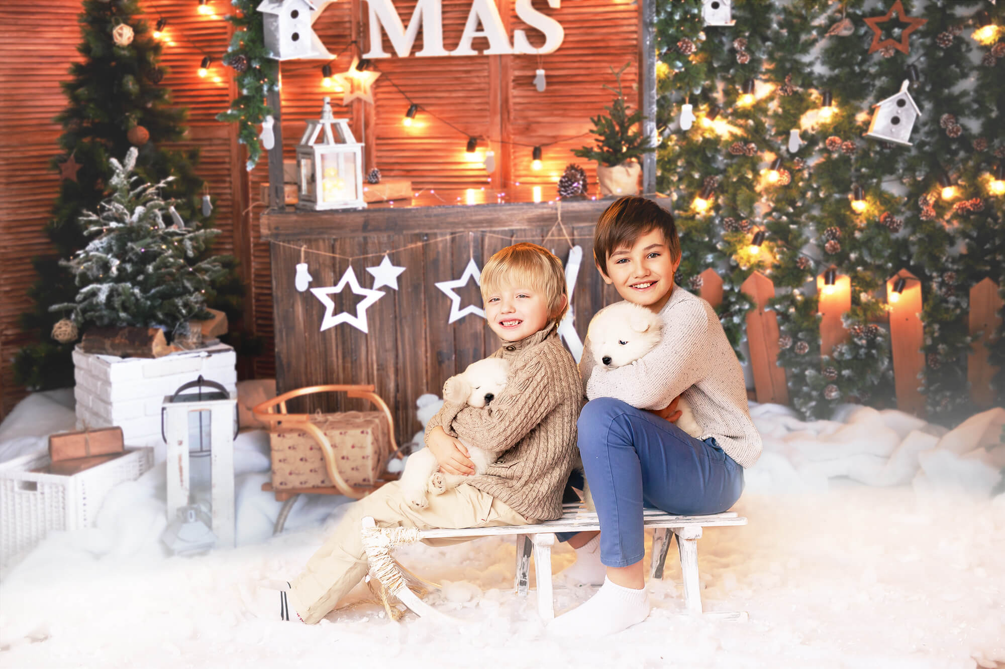 Christmas Shop Winter Snow Photography Backdrop M9-06