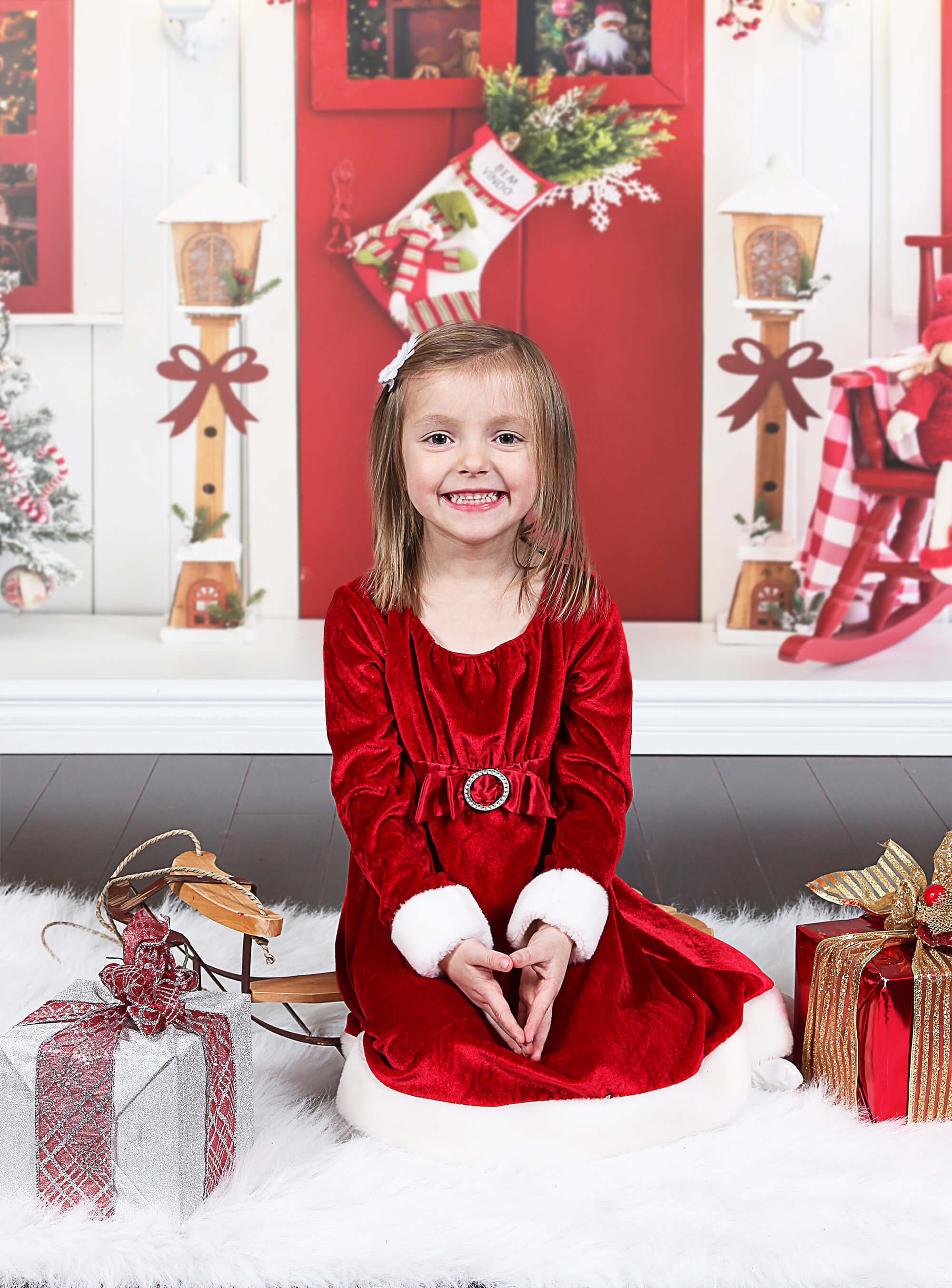 Christmas Decorated Door Backdrop for Photography M9-07