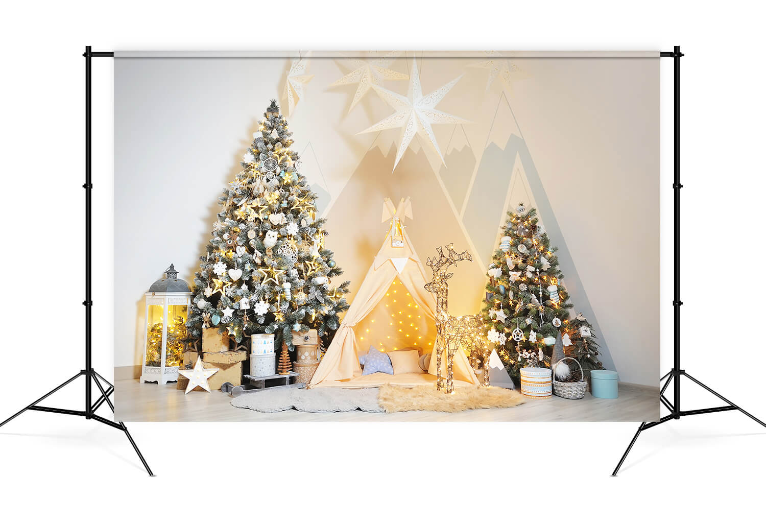 Decorated Christmas Tree Tent House Backdrop M9-14