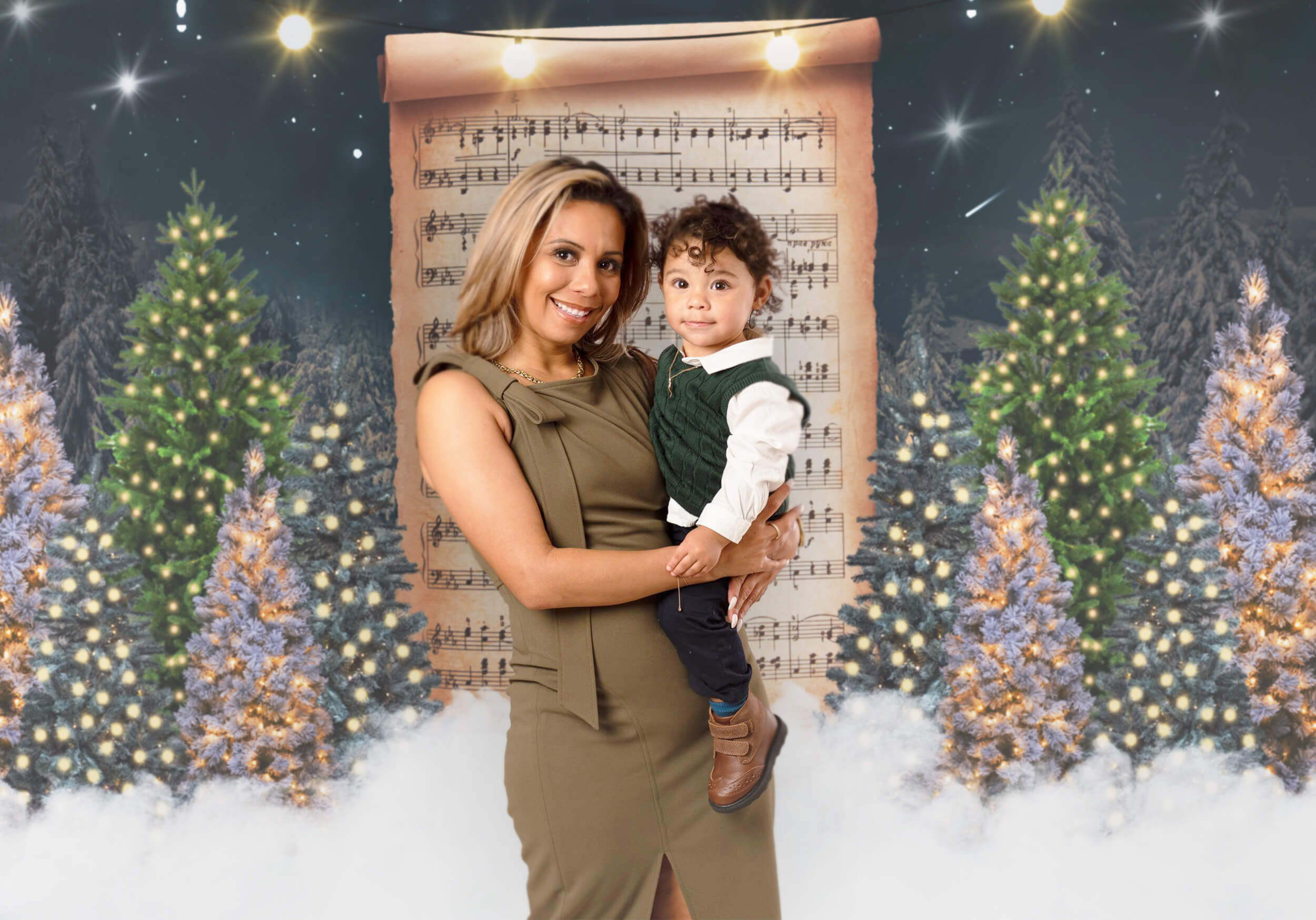 Christmas Tree Song Notation Photography Backdrop M9-17