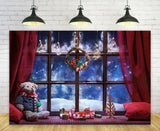 Christmas Window Winter Snow Wonderland Backdrop M9-21