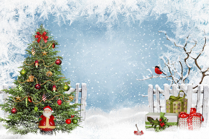 Christmas Fir Tree Winter Snow Landscape Backdrop