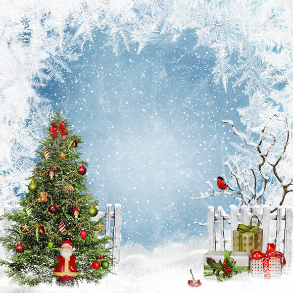 Christmas Fir Tree Winter Snow Landscape Backdrop M9-25