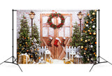 Snowflake Wooden Door Christmas Tree Backdrop M9-27