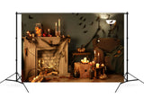 Halloween Fireplace Bats Backdrop for Photography M9-35