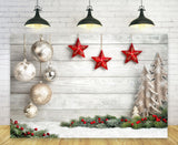 Christmas Ball White Wood Photography Backdrop M9-41