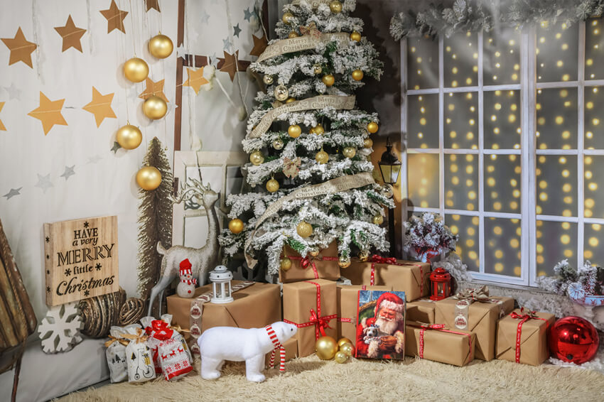 Beautiful Christmas Tree Photo Studio Backdrop 