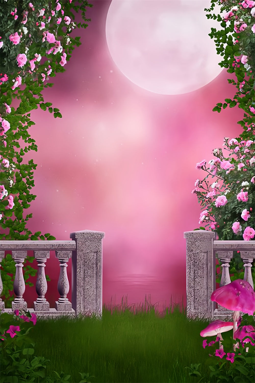 Fantasy Rose Petunia Garden Full Moon Backdrop RR3-02