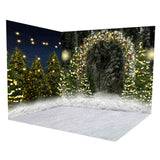 Twinkle Lights Christmas Trees Farm Backdrop Room Set