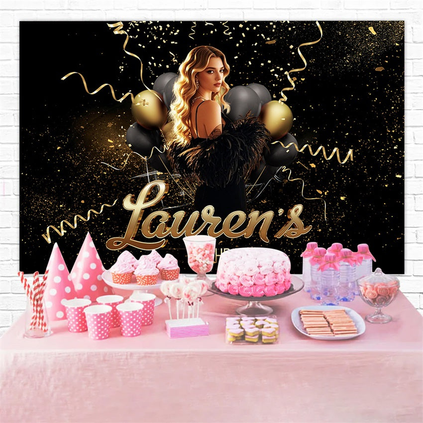 Custom Backdrop Birthday Lauren's Glitter Balloon Backdrop RR1-101