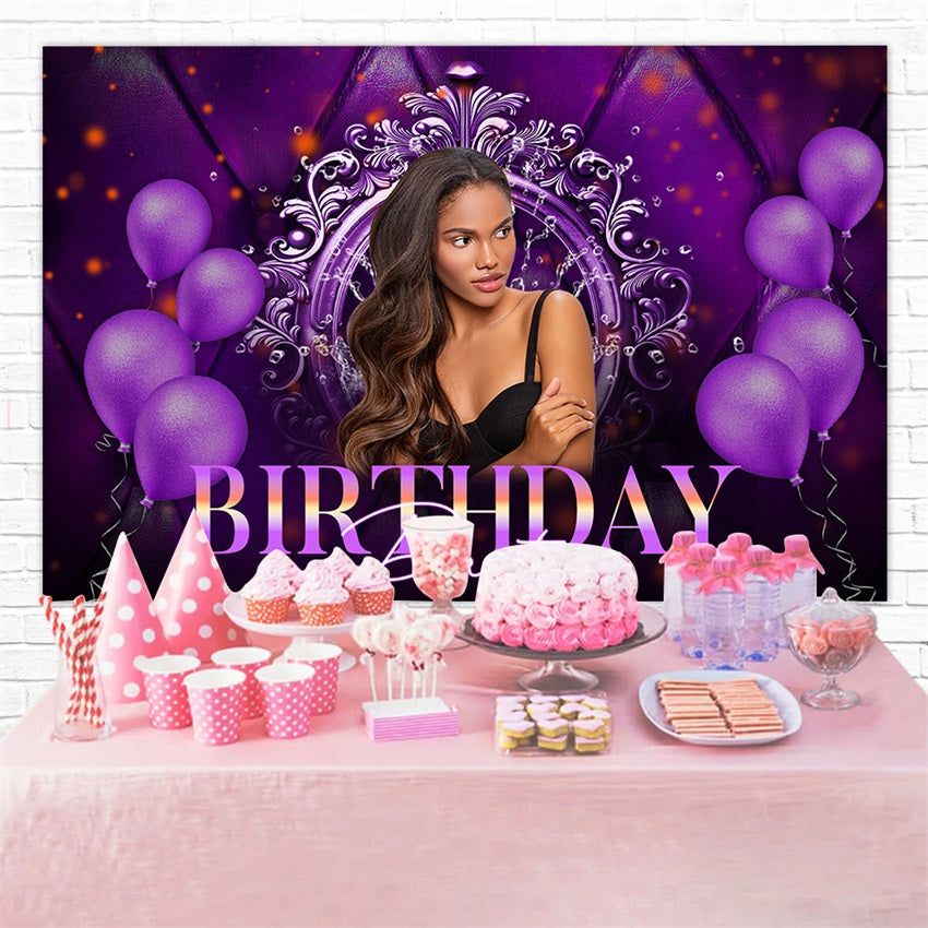 Custom Backdrops For Birthdays Purple Celebration Party Backdrop RR1-103