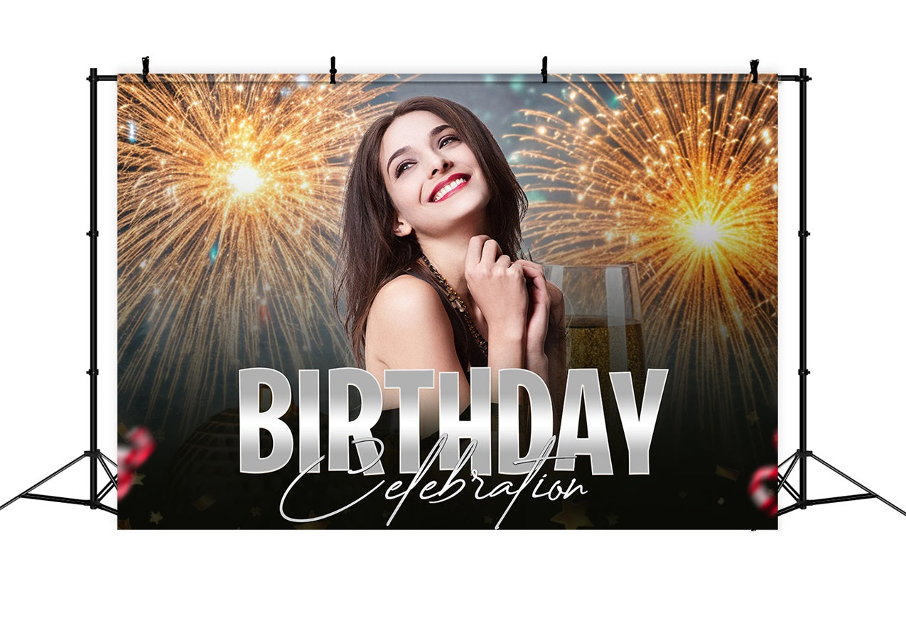 Personalized Backdrop For Birthday Night Fireworks Joy Backdrop RR1-110