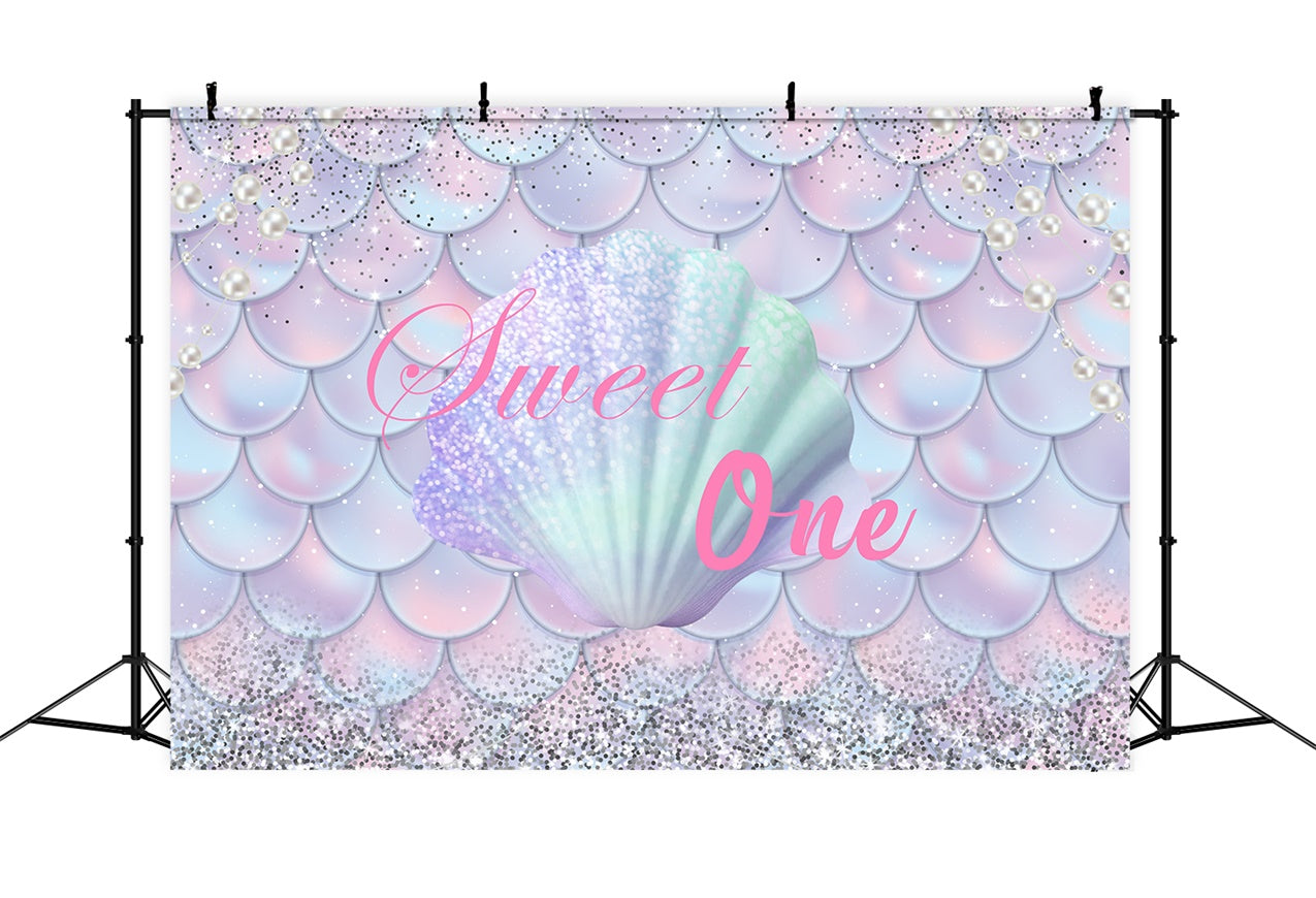 Personalized Birthday Backdrop Glittery Mermaid Tail Sweet Backdrop RR1-13