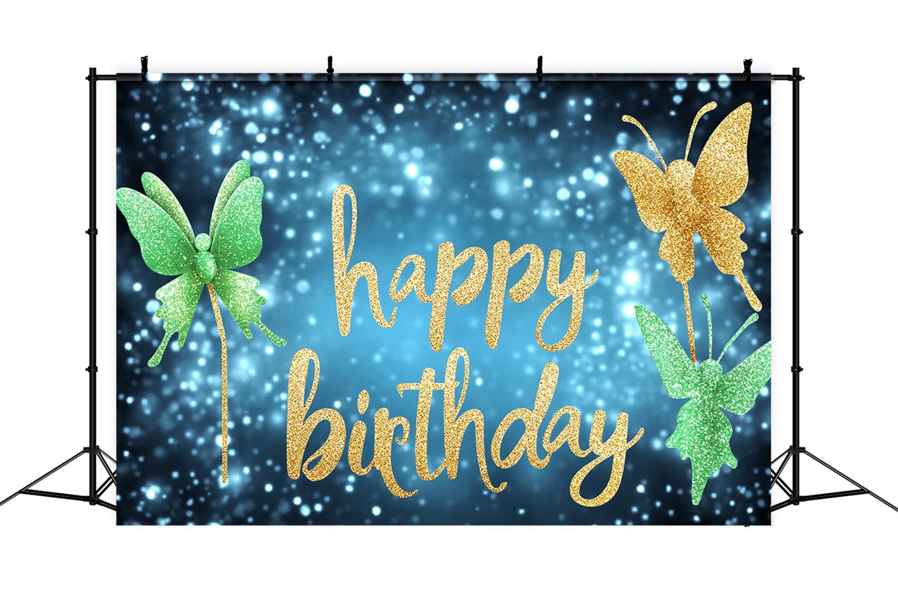 Custom Made Birthday Backdrops Glittering Butterfly Starry Backdrop RR1-21