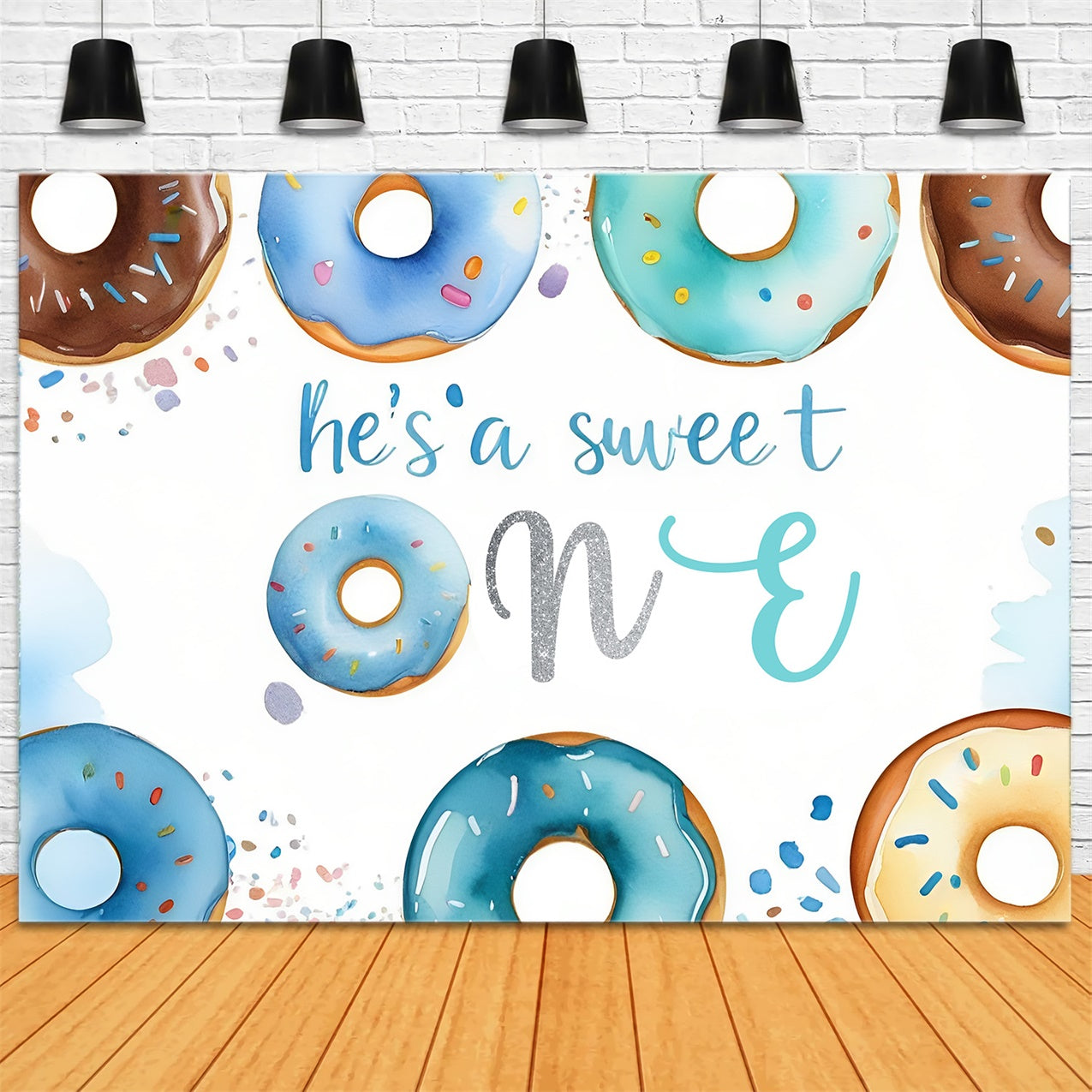 1st Birthday Backdrop Sprinkled Sweet One Donut Backdrop RR1-25