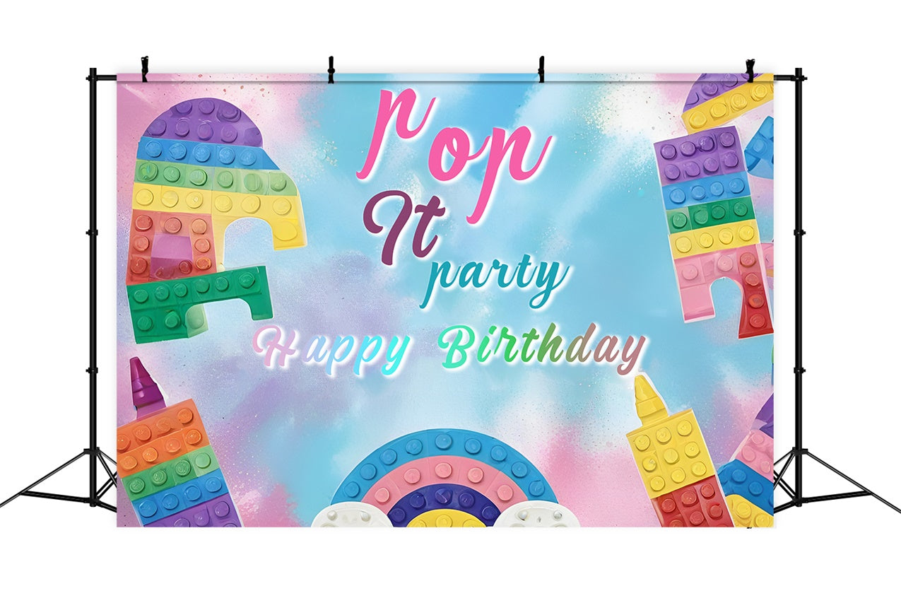 Customized Birthday Backdrop Pop It Blocks Happy Backdrop RR1-26