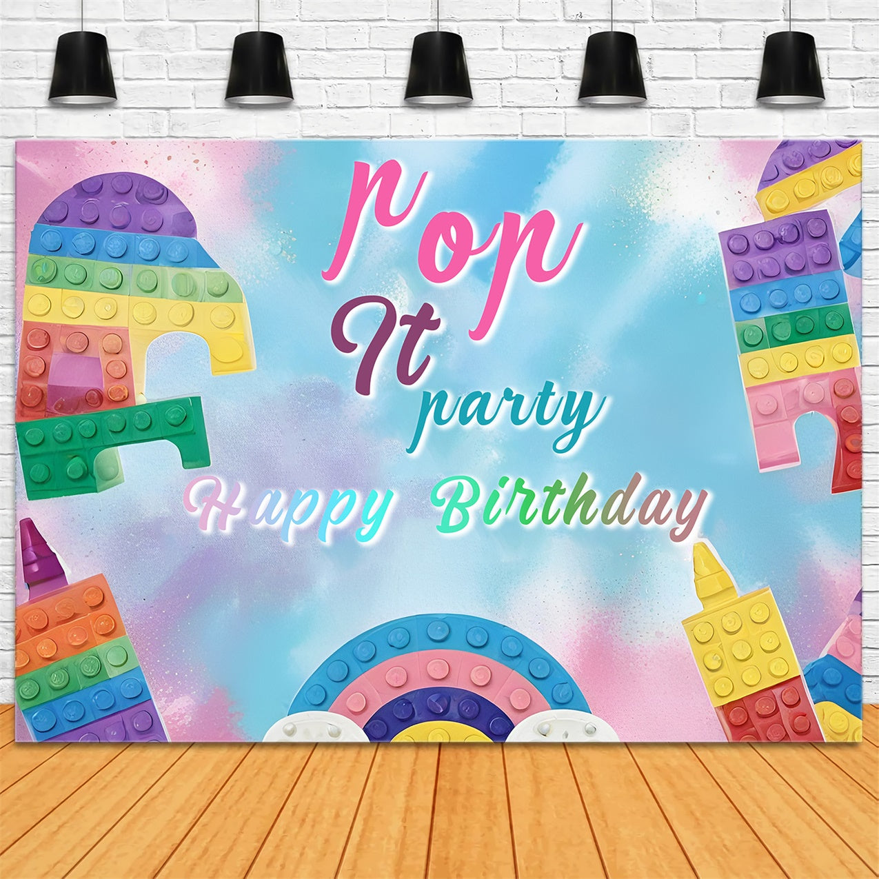 Customized Birthday Backdrop Pop It Blocks Happy Backdrop RR1-26