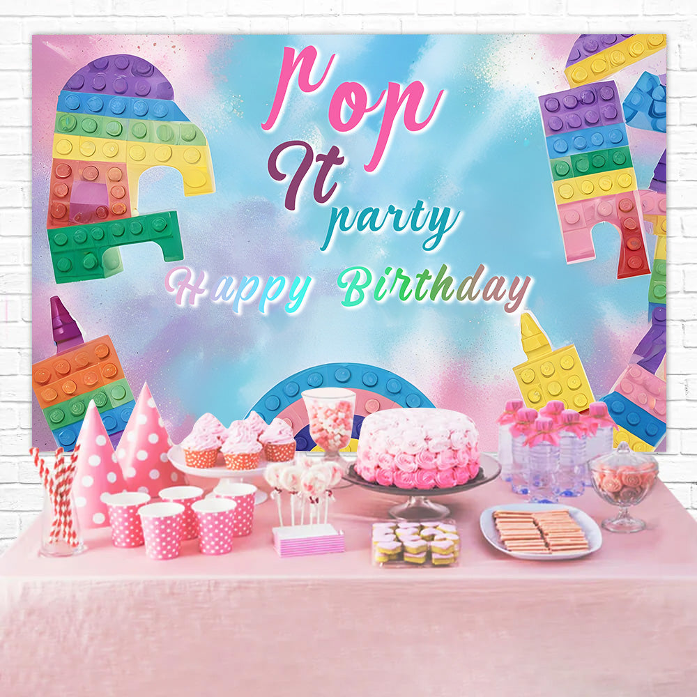 Customized Birthday Backdrop Pop It Blocks Happy Backdrop RR1-26