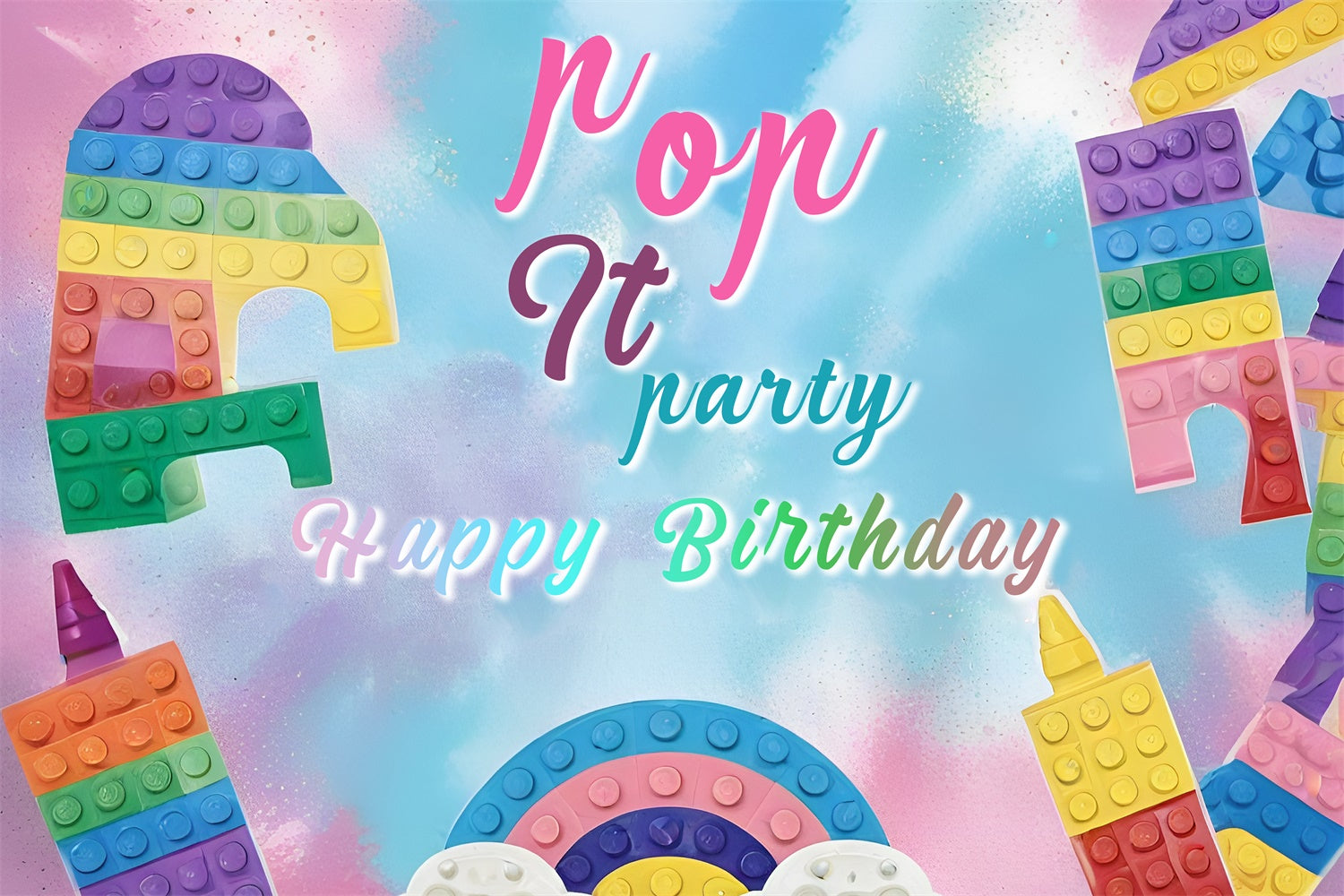 Customized Birthday Backdrop Pop It Blocks Happy Backdrop RR1-26