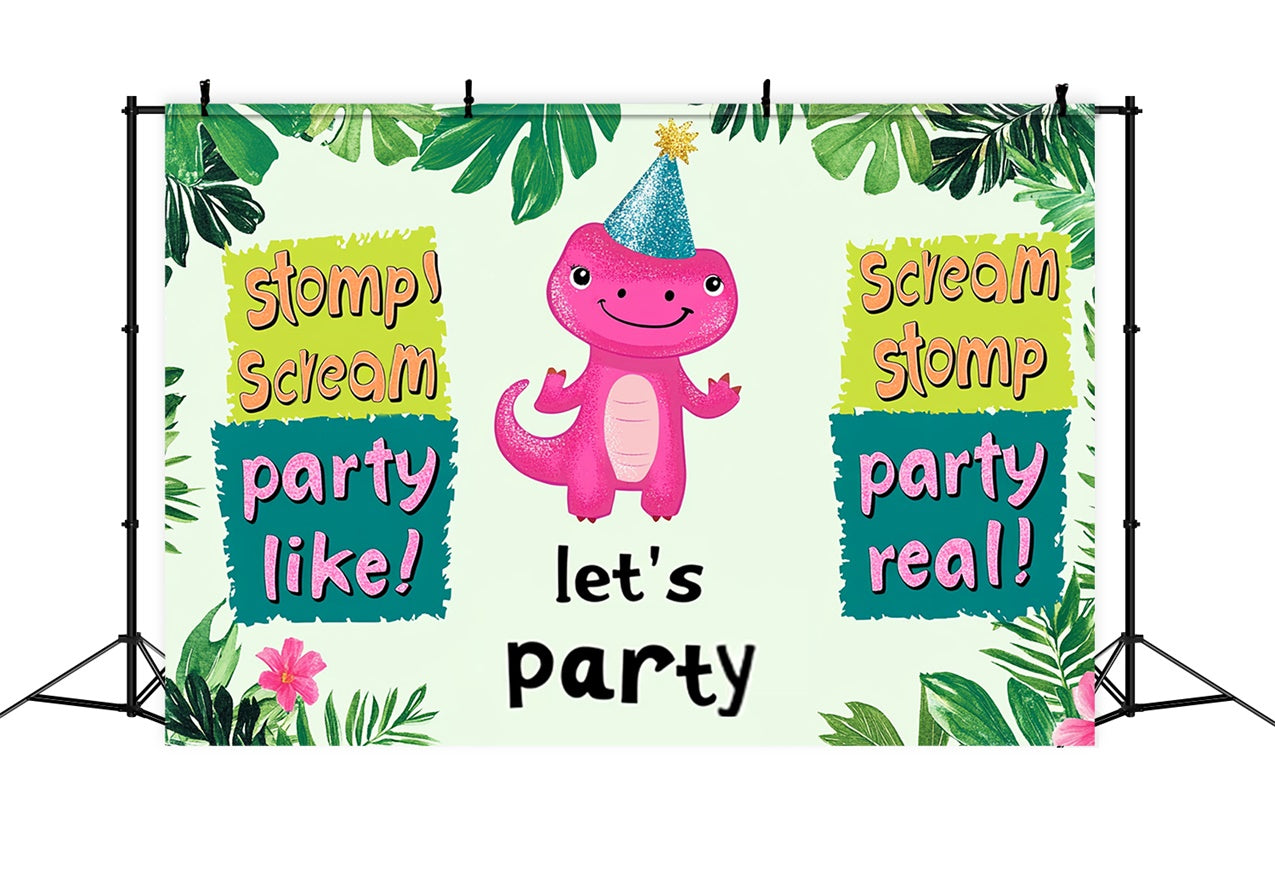 Custom Happy Birthday Backdrop Party Dino Jungle Vibes Backdrop RR1-34