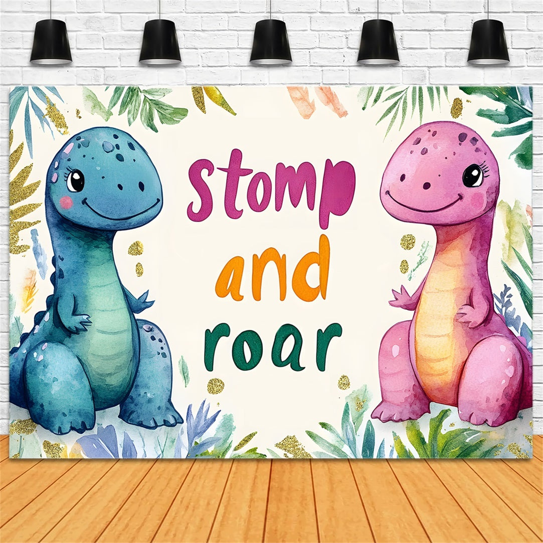 Customized Birthday Backdrop Cute Dino Tropical Party Backdrop RR1-35