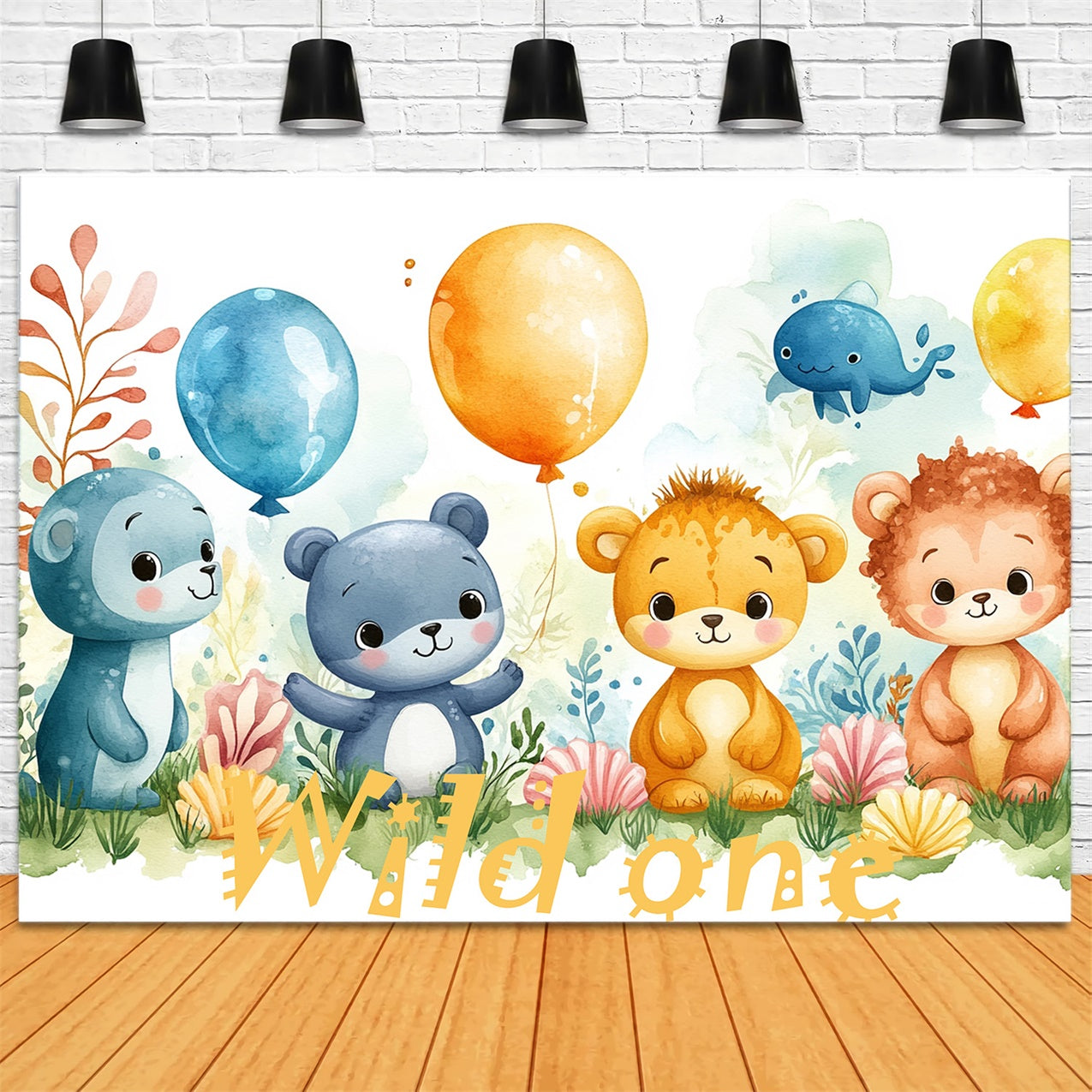 Personalized Birthday Photo Backdrop Balloon Animals Happy Backdrop RR1-39